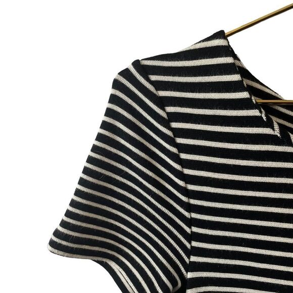 MADEWELL Gallerist Black White Stripes Fit Flare Dress Size Small - Picture 4 of 10